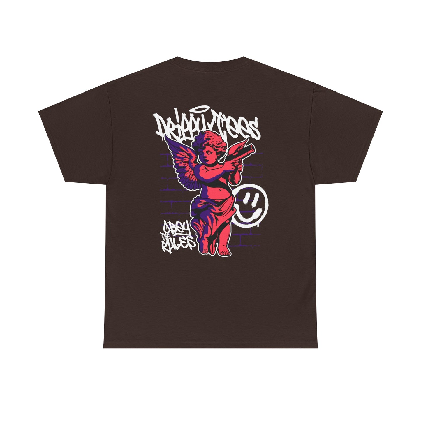 Drippy Tee's Obey The Rules Bold Graphic Unisex Heavy Cotton Tee - Angel & Smile Design