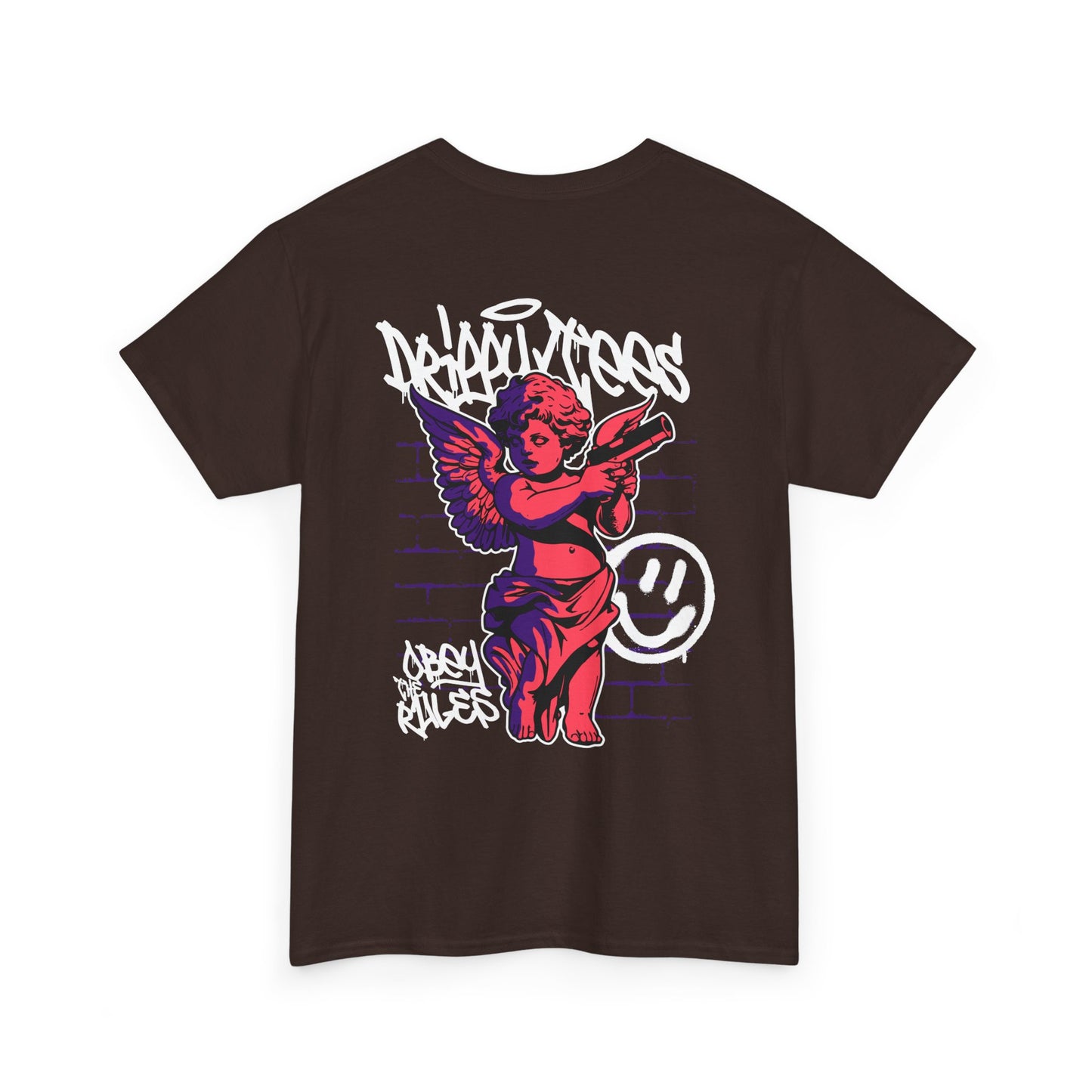 Drippy Tee's Obey The Rules Bold Graphic Unisex Heavy Cotton Tee - Angel & Smile Design