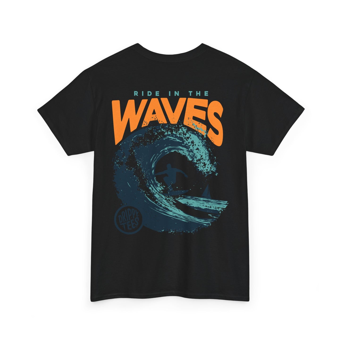 Drippy Tee's Surf-Inspired Unisex Heavy Cotton Tee - 'Ride in the Waves' Graphic