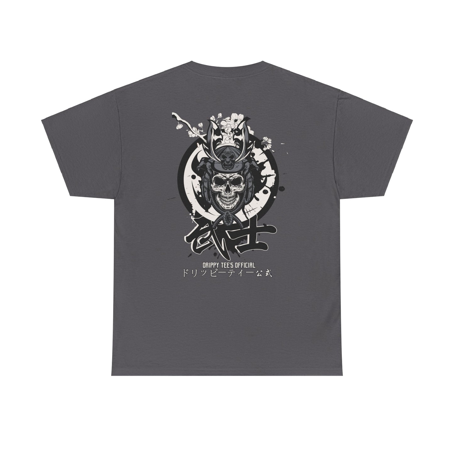 Drippy Tees Samurai Skull Shirt Double Sided Unisex Heavy Cotton Tee