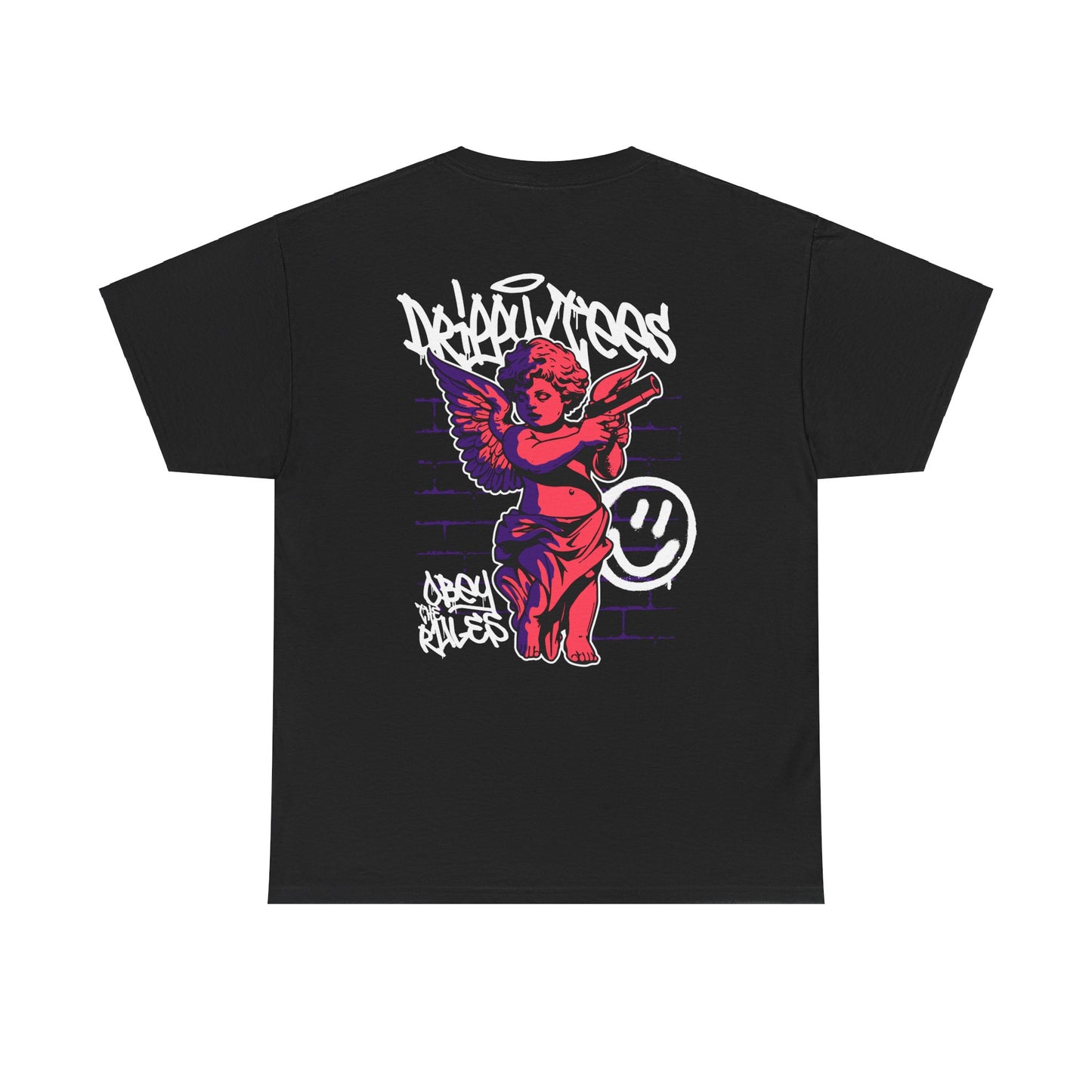 Drippy Tee's Obey The Rules Bold Graphic Unisex Heavy Cotton Tee - Angel & Smile Design