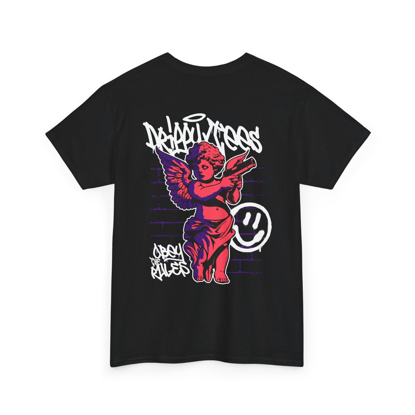 Drippy Tee's Obey The Rules Bold Graphic Unisex Heavy Cotton Tee - Angel & Smile Design