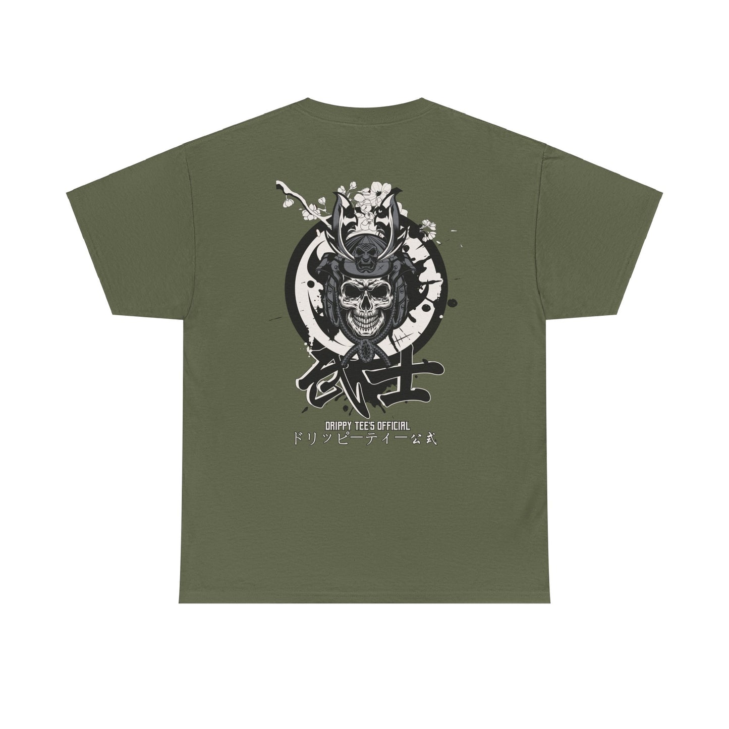 Drippy Tees Samurai Skull Shirt Double Sided Unisex Heavy Cotton Tee