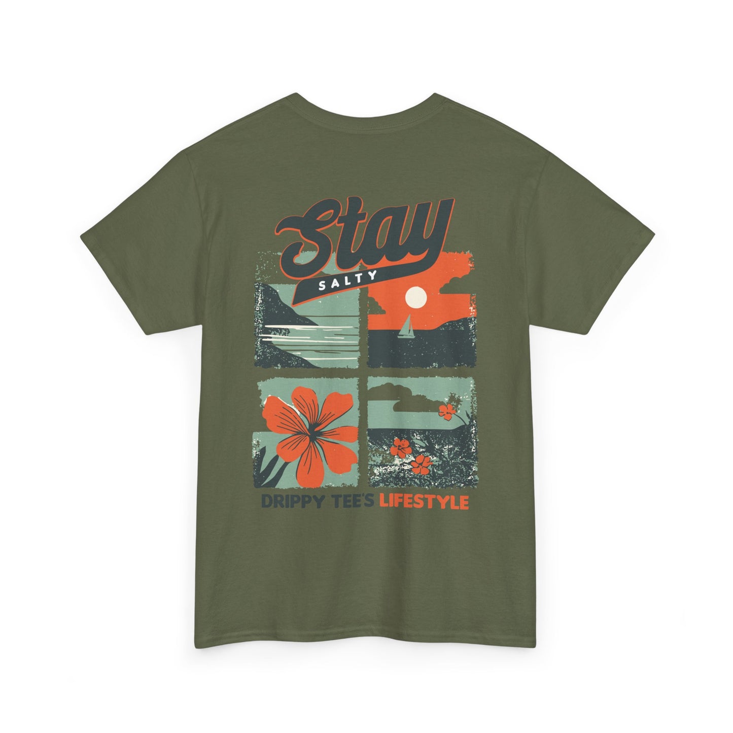 Drippy Tee's Stay Salty Unisex Heavy Cotton Tee - Casual Summer Vibes T-Shirt