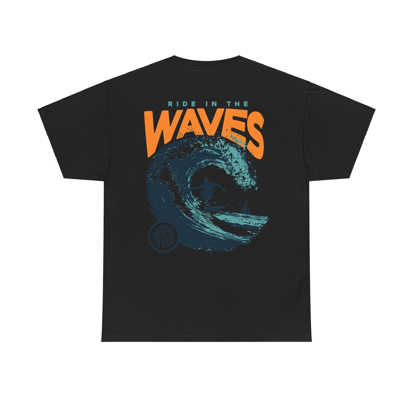 Drippy Tee's Surf-Inspired Unisex Heavy Cotton Tee - 'Ride in the Waves' Graphic