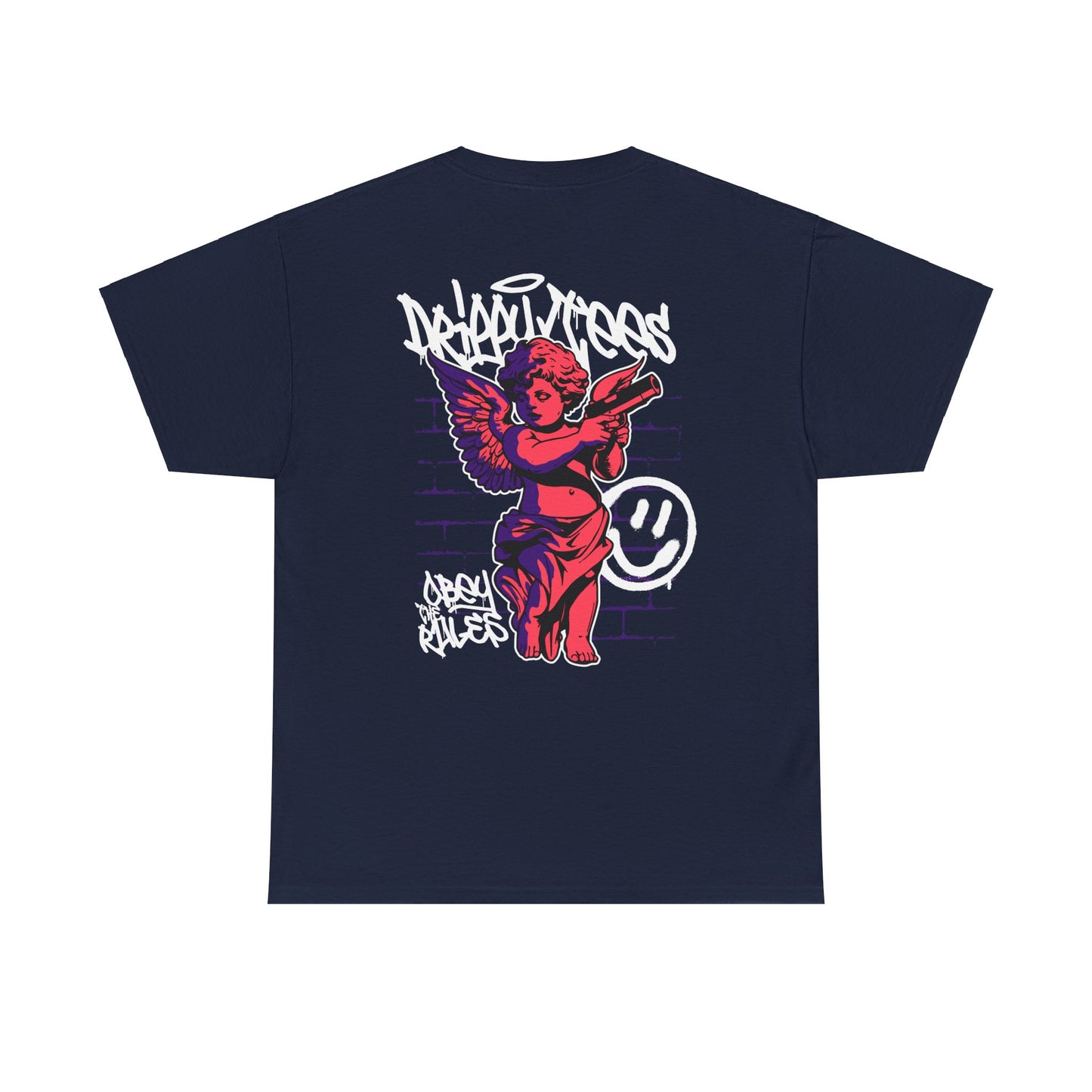 Drippy Tee's Obey The Rules Bold Graphic Unisex Heavy Cotton Tee - Angel & Smile Design