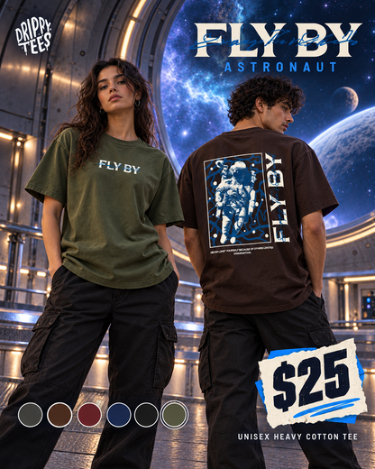 Drippy Tee's Fly By Astronaut Unisex Heavy Cotton Tee
