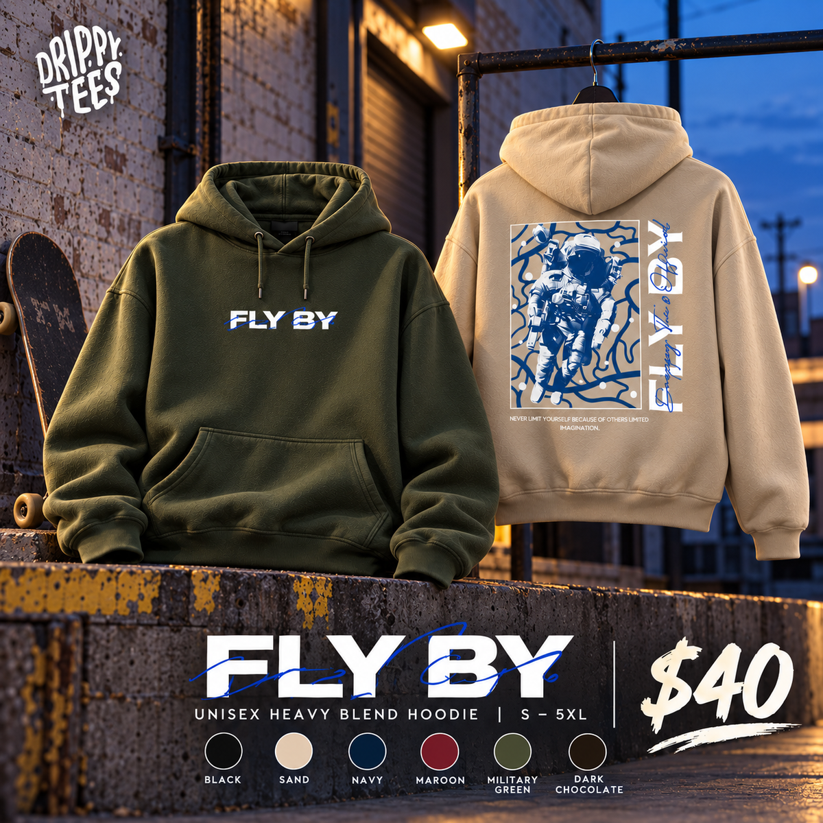 DTO Fly By Astronaut Unisex Heavy Blend™ Hooded Sweatshirt