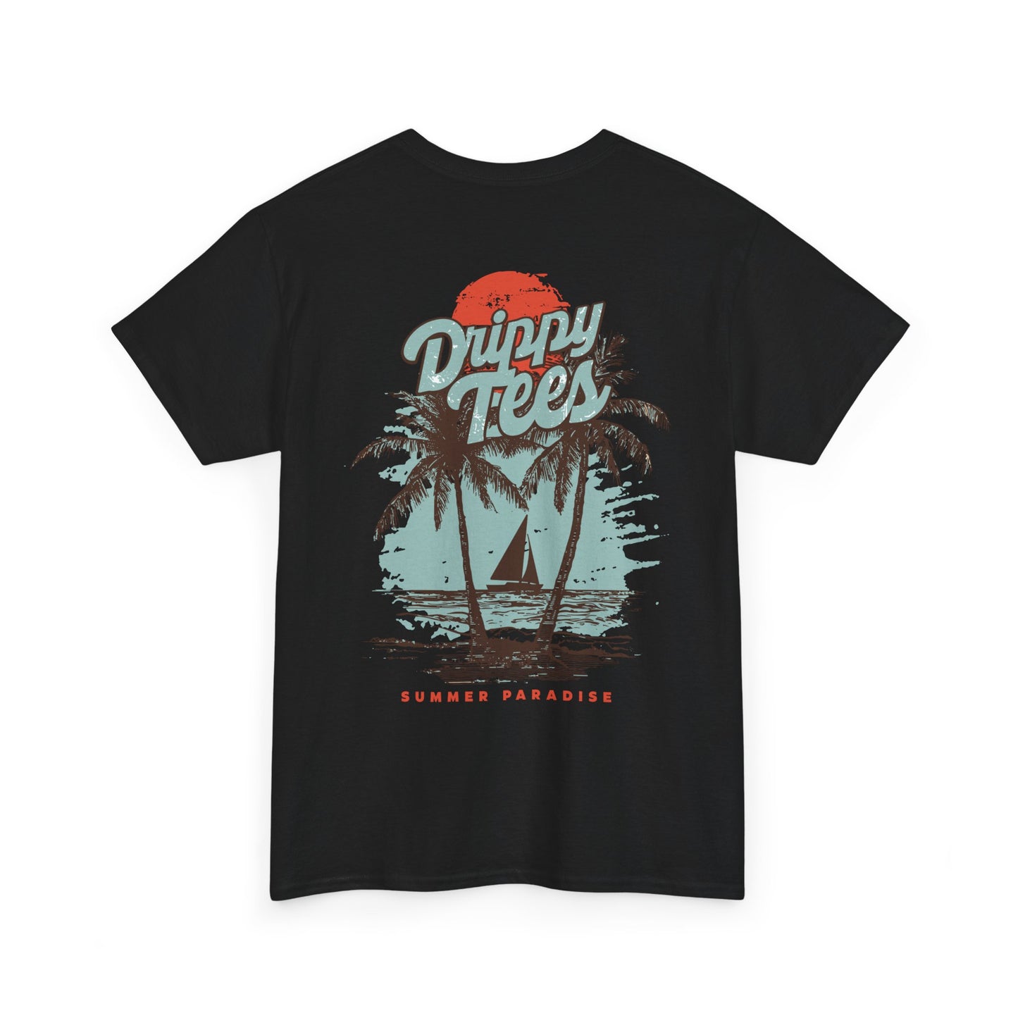 Drippy Tee's Summer Paradise Unisex Heavy Cotton Tee - Retro Beach Vibe Shirt