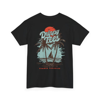 Drippy Tee's Summer Paradise Unisex Heavy Cotton Tee - Retro Beach Vibe Shirt