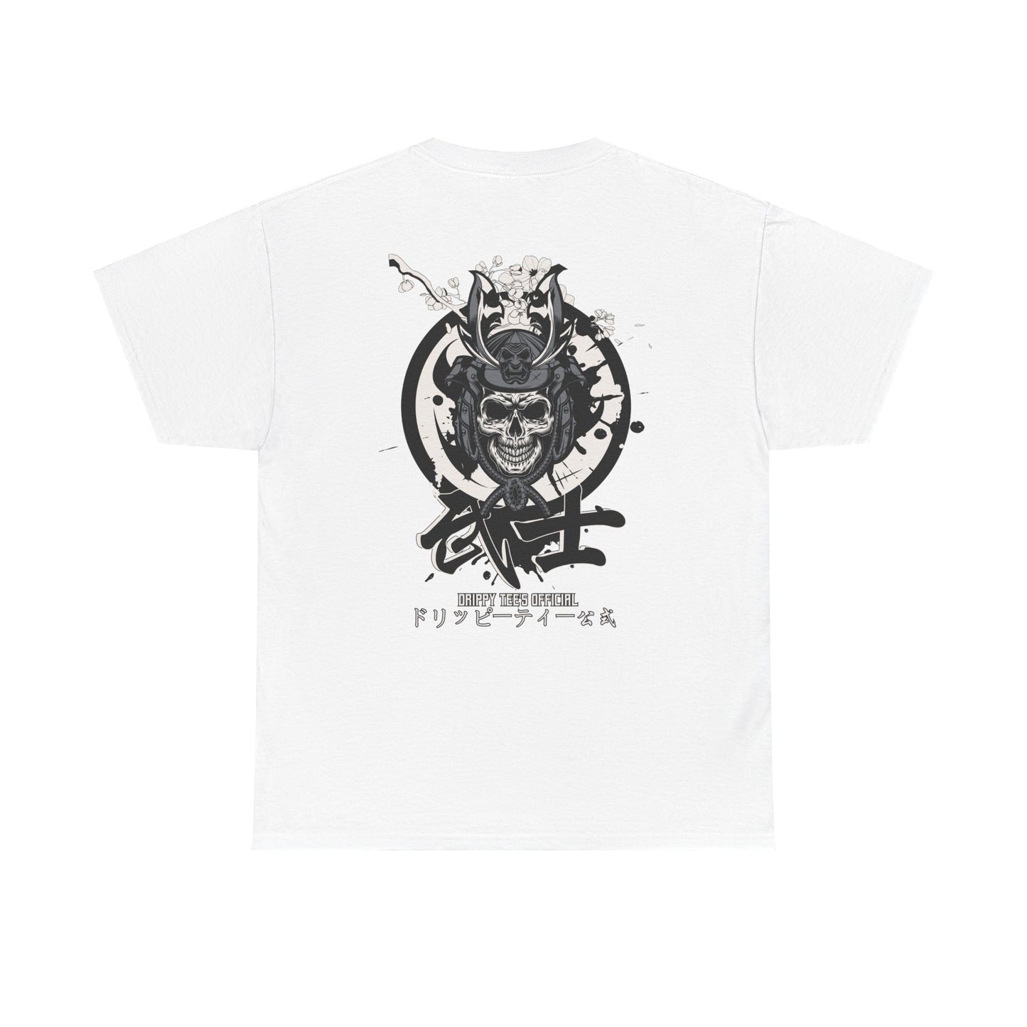 Drippy Tees Samurai Skull Shirt Double Sided Unisex Heavy Cotton Tee