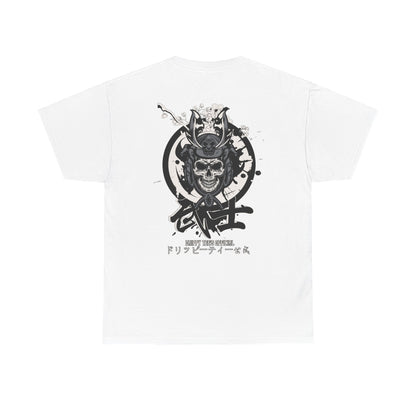 Drippy Tees Samurai Skull Shirt Double Sided Unisex Heavy Cotton Tee