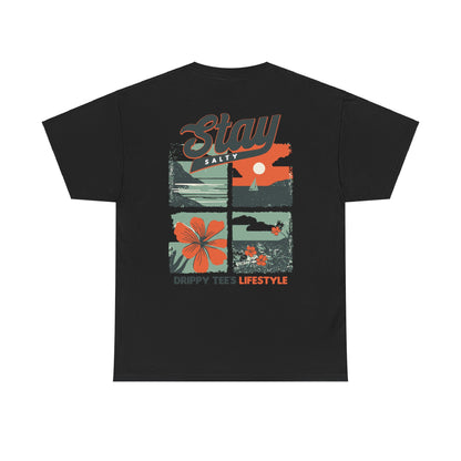 Drippy Tee's Stay Salty Unisex Heavy Cotton Tee - Casual Summer Vibes T-Shirt