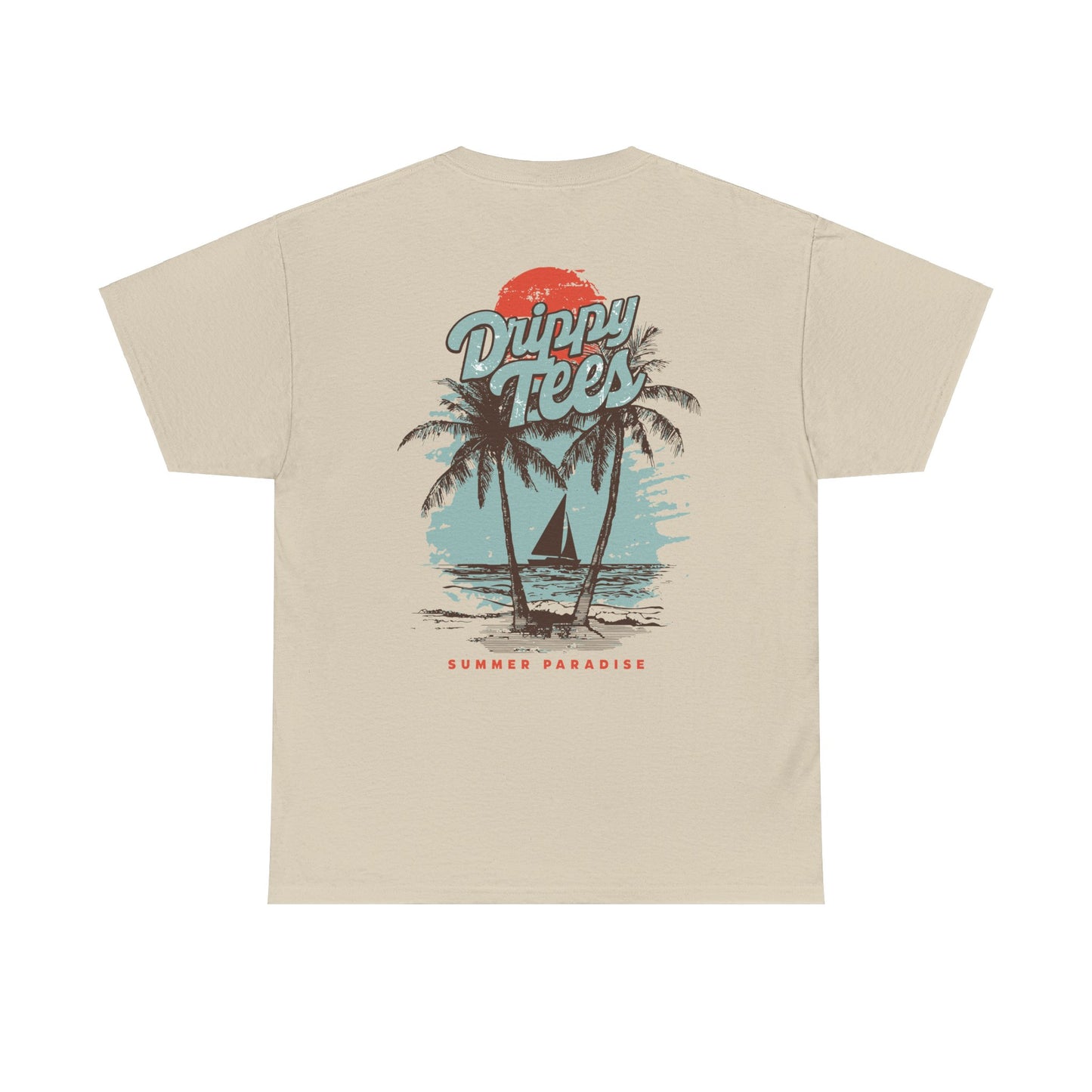 Drippy Tee's Summer Paradise Unisex Heavy Cotton Tee - Retro Beach Vibe Shirt