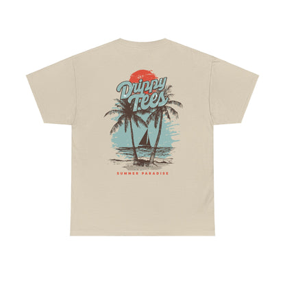 Drippy Tee's Summer Paradise Unisex Heavy Cotton Tee - Retro Beach Vibe Shirt