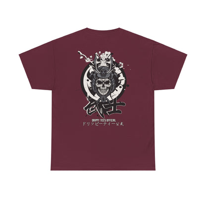 Drippy Tees Samurai Skull Shirt Double Sided Unisex Heavy Cotton Tee