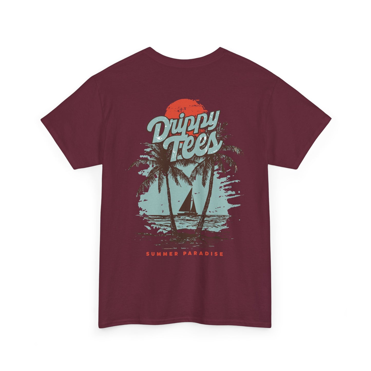 Drippy Tee's Summer Paradise Unisex Heavy Cotton Tee - Retro Beach Vibe Shirt