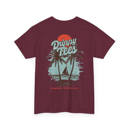 Drippy Tee's Summer Paradise Unisex Heavy Cotton Tee - Retro Beach Vibe Shirt