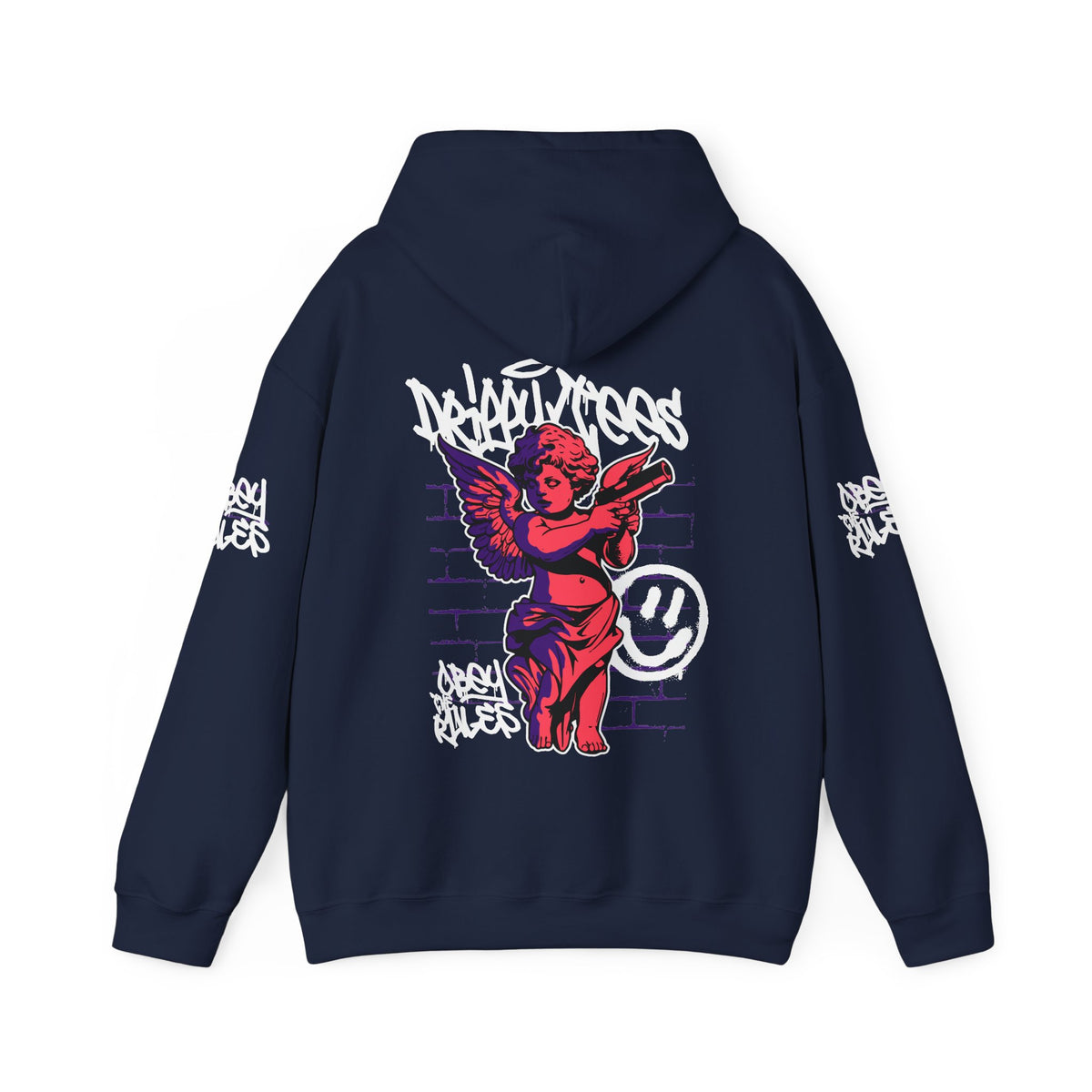DTO Obey The Rules Trendy Unisex Heavy Blend™ Hoodie with Urban Angel Design - Perfect for Streetwear Lovers