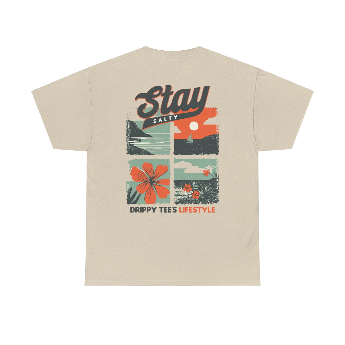 Drippy Tee's Stay Salty Unisex Heavy Cotton Tee - Casual Summer Vibes T-Shirt