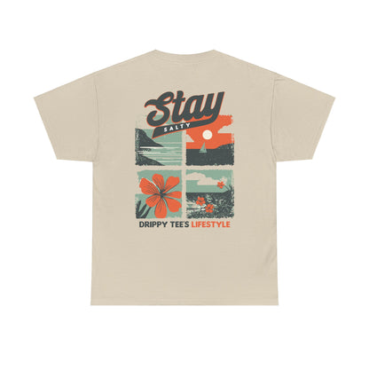 Drippy Tee's Stay Salty Unisex Heavy Cotton Tee - Casual Summer Vibes T-Shirt