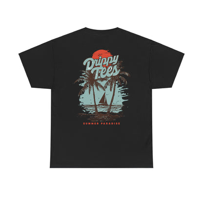Drippy Tee's Summer Paradise Unisex Heavy Cotton Tee - Retro Beach Vibe Shirt