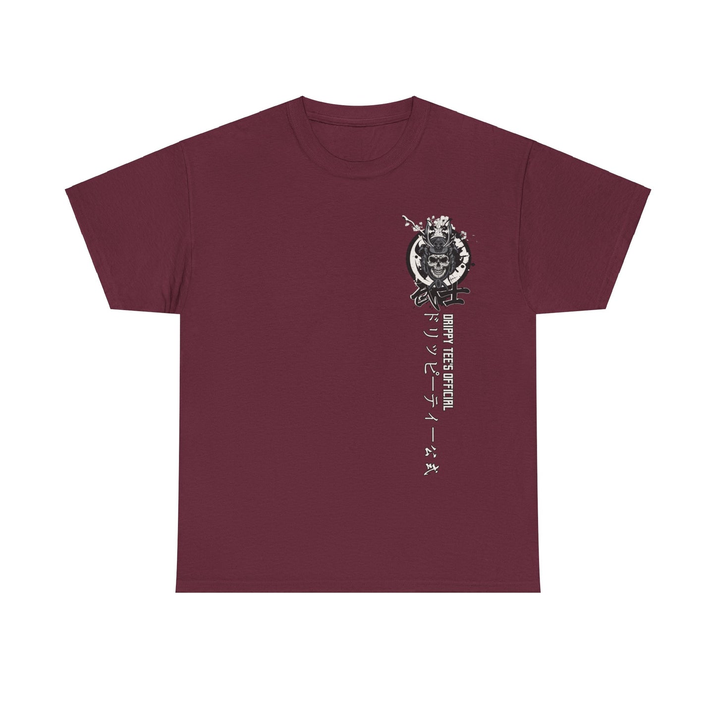 Drippy Tees Samurai Skull Shirt Double Sided Unisex Heavy Cotton Tee