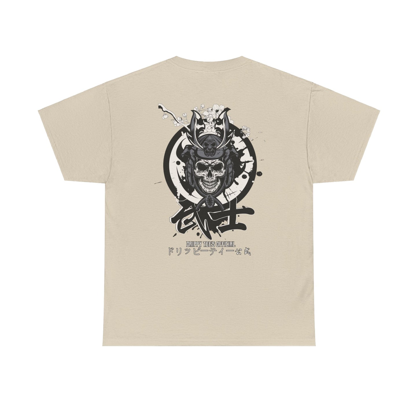 Drippy Tees Samurai Skull Shirt Double Sided Unisex Heavy Cotton Tee