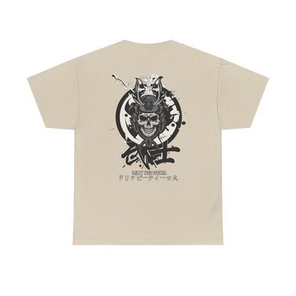 Drippy Tees Samurai Skull Shirt Double Sided Unisex Heavy Cotton Tee