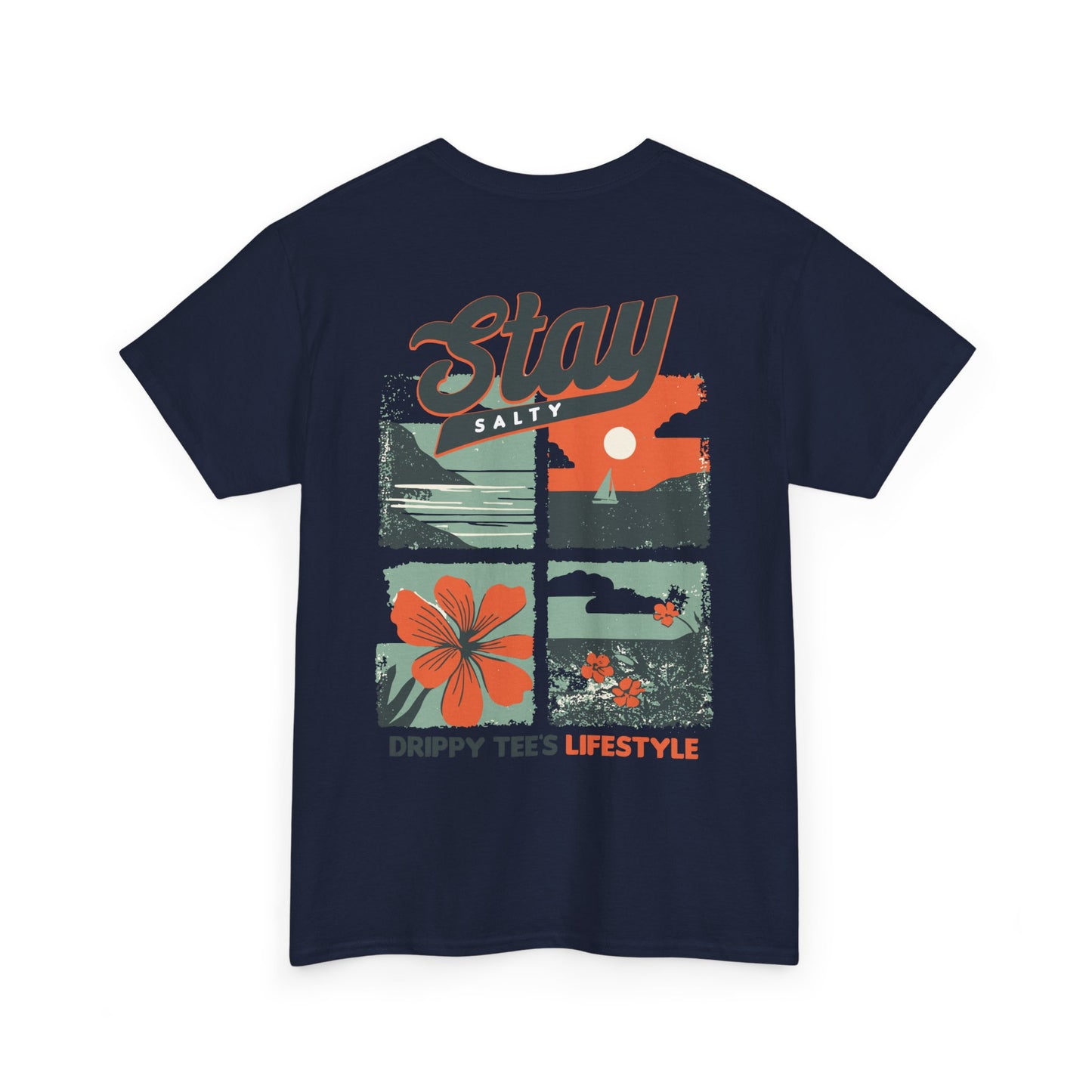 Drippy Tee's Stay Salty Unisex Heavy Cotton Tee - Casual Summer Vibes T-Shirt