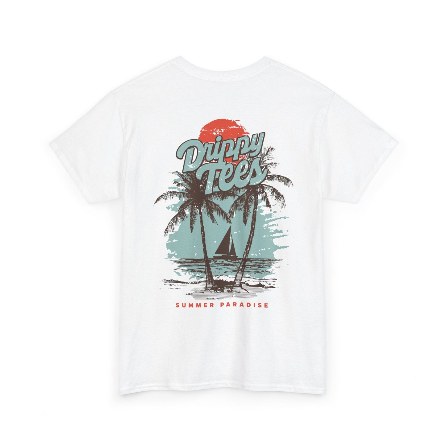 Drippy Tee's Summer Paradise Unisex Heavy Cotton Tee - Retro Beach Vibe Shirt