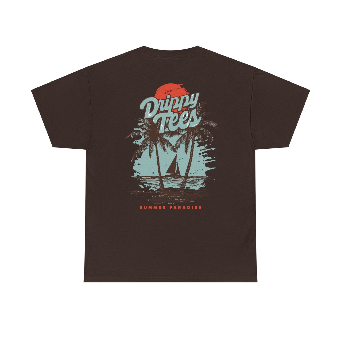 Drippy Tee's Summer Paradise Unisex Heavy Cotton Tee - Retro Beach Vibe Shirt