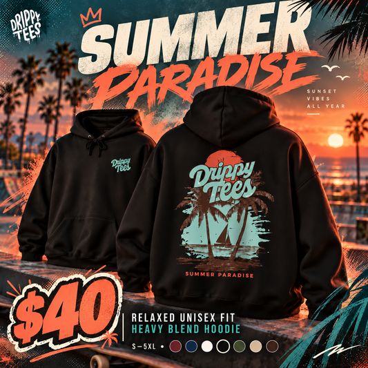 DTO Summer Paradise Hoodie - Relaxed Unisex Heavy Blend Sweatshirt