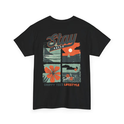 Drippy Tee's Stay Salty Unisex Heavy Cotton Tee - Casual Summer Vibes T-Shirt