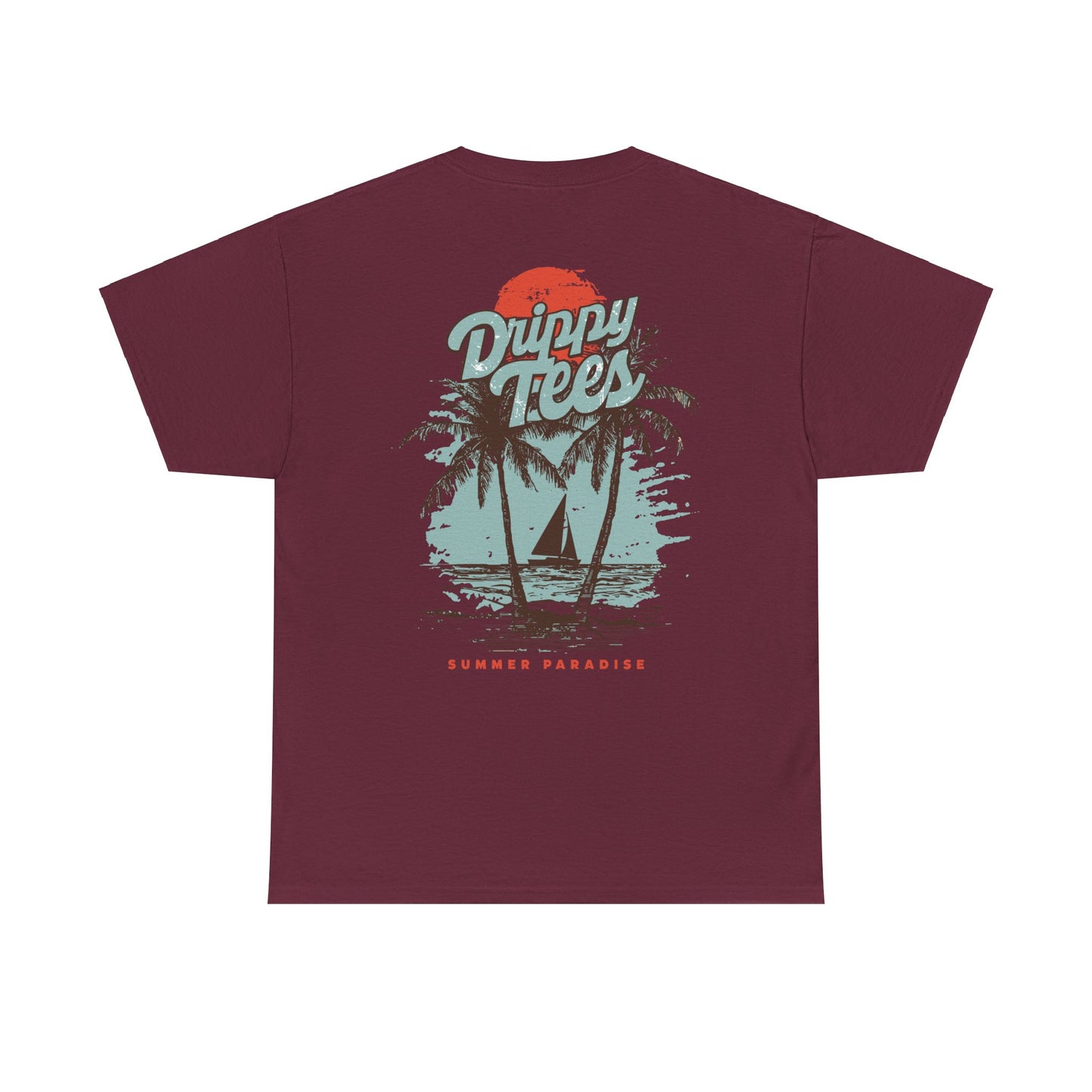 Drippy Tee's Summer Paradise Unisex Heavy Cotton Tee - Retro Beach Vibe Shirt