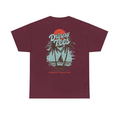 Drippy Tee's Summer Paradise Unisex Heavy Cotton Tee - Retro Beach Vibe Shirt