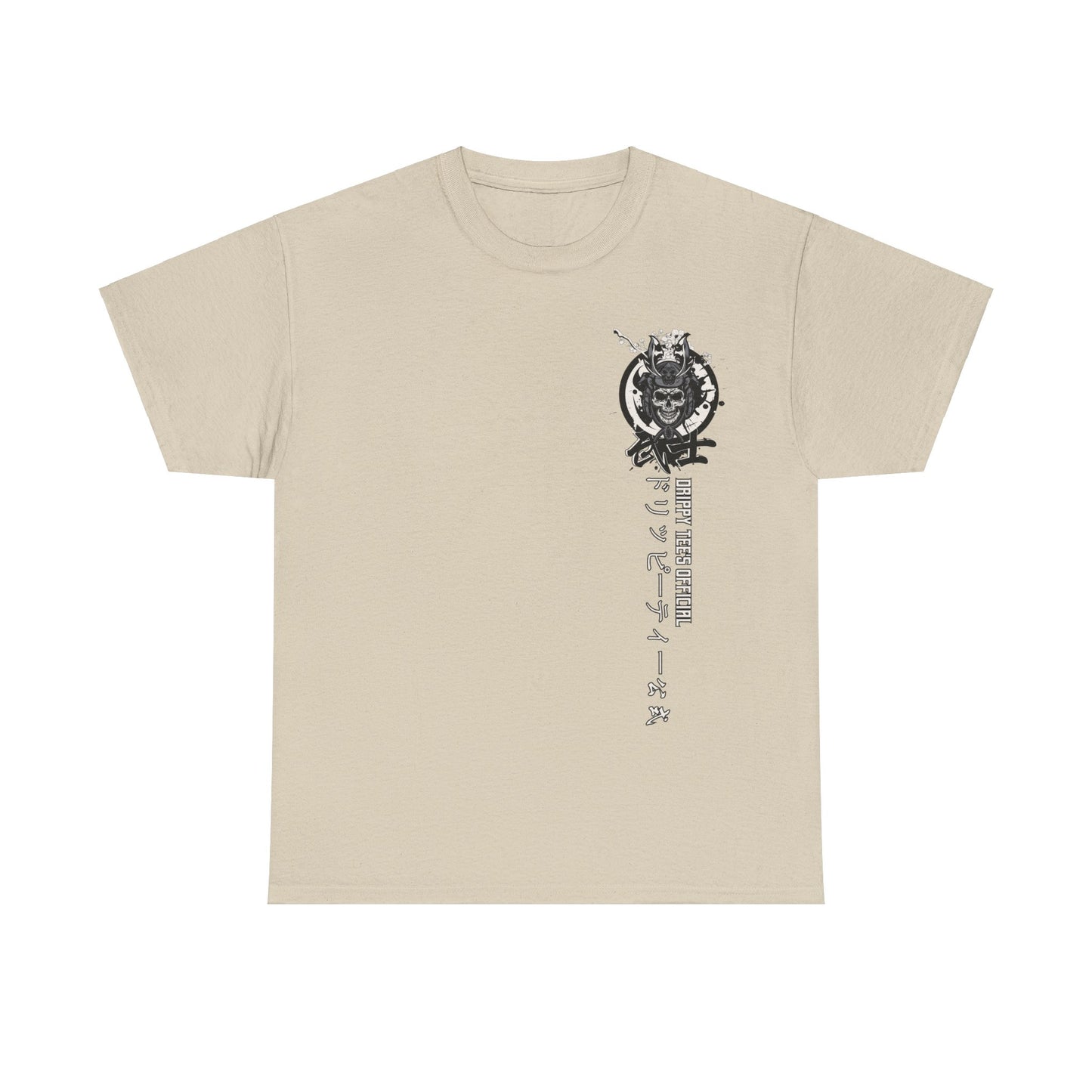 Drippy Tees Samurai Skull Shirt Double Sided Unisex Heavy Cotton Tee