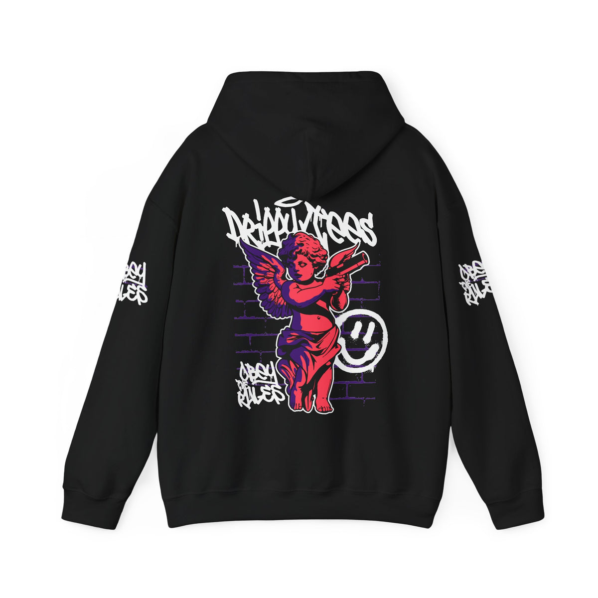 DTO Obey The Rules Trendy Unisex Heavy Blend™ Hoodie with Urban Angel Design - Perfect for Streetwear Lovers