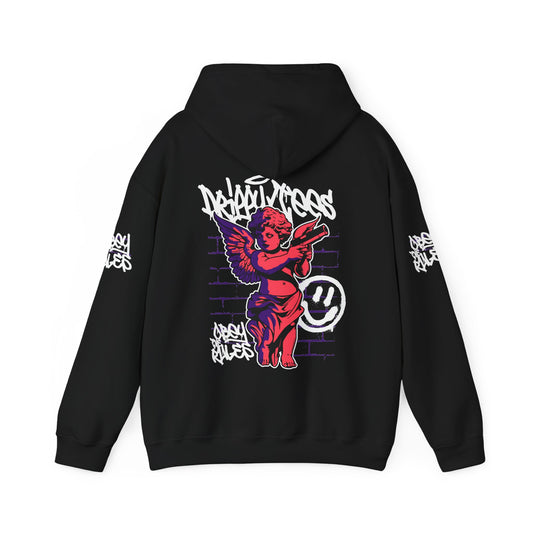 DTO Obey The Rules Trendy Unisex Heavy Blend™ Hoodie with Urban Angel Design - Perfect for Streetwear Lovers