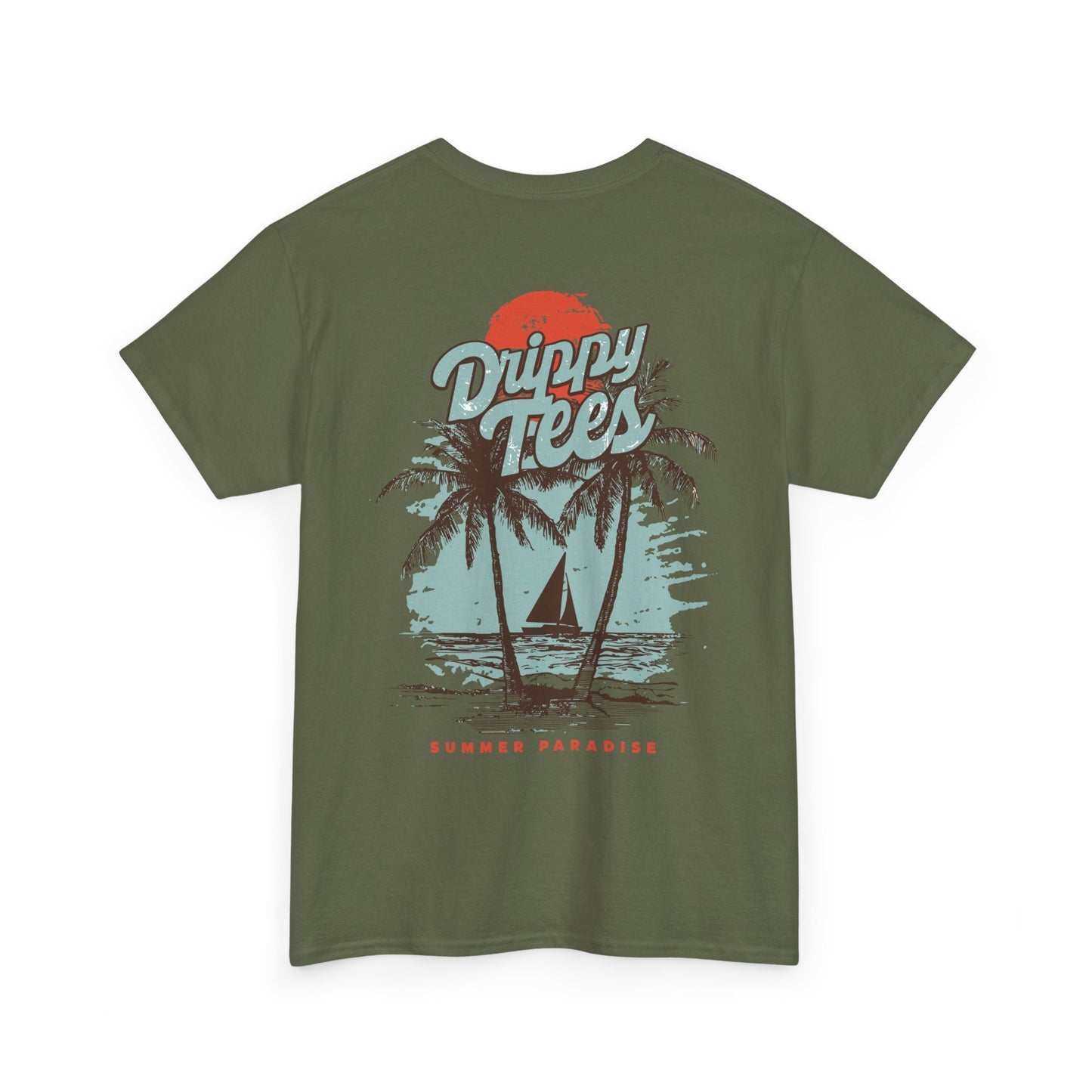 Drippy Tee's Summer Paradise Unisex Heavy Cotton Tee - Retro Beach Vibe Shirt