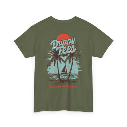 Drippy Tee's Summer Paradise Unisex Heavy Cotton Tee - Retro Beach Vibe Shirt