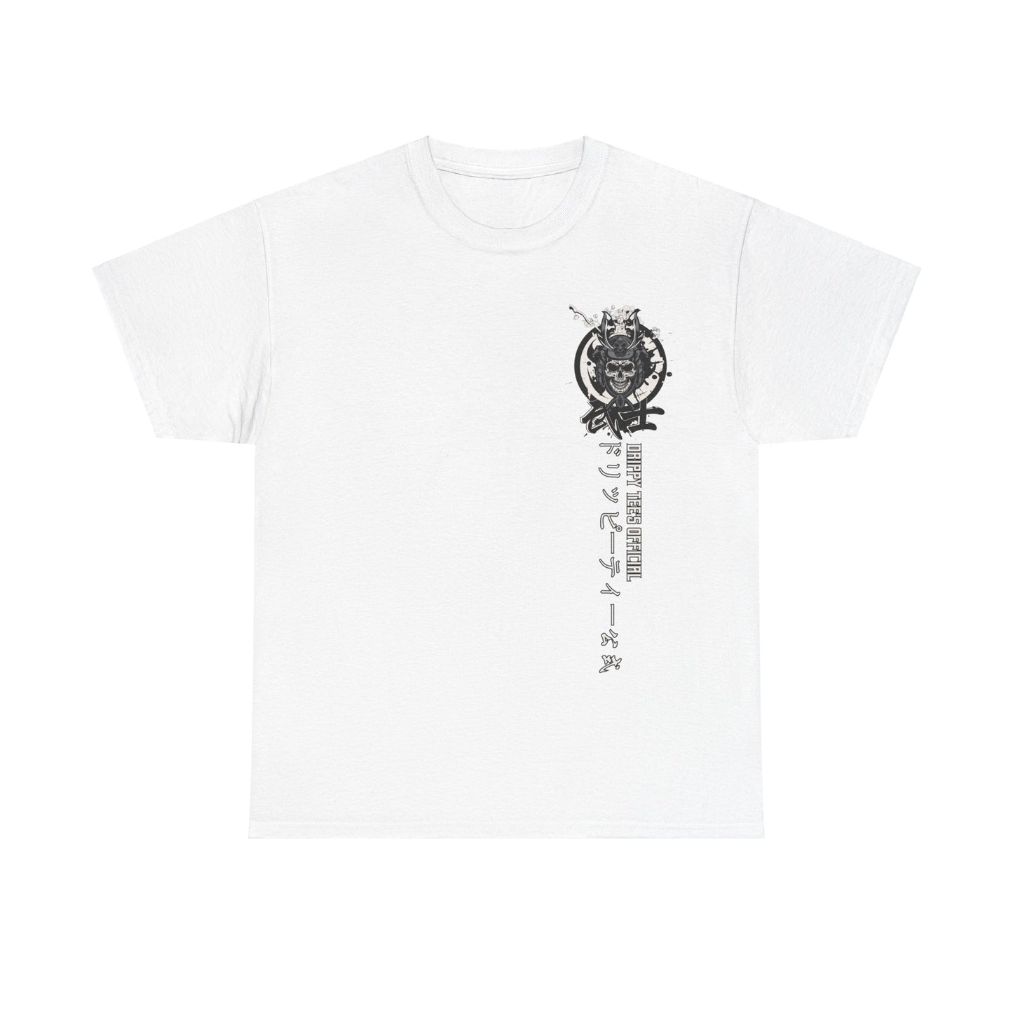 Drippy Tees Samurai Skull Shirt Double Sided Unisex Heavy Cotton Tee