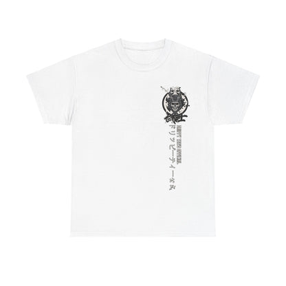 Drippy Tees Samurai Skull Shirt Double Sided Unisex Heavy Cotton Tee