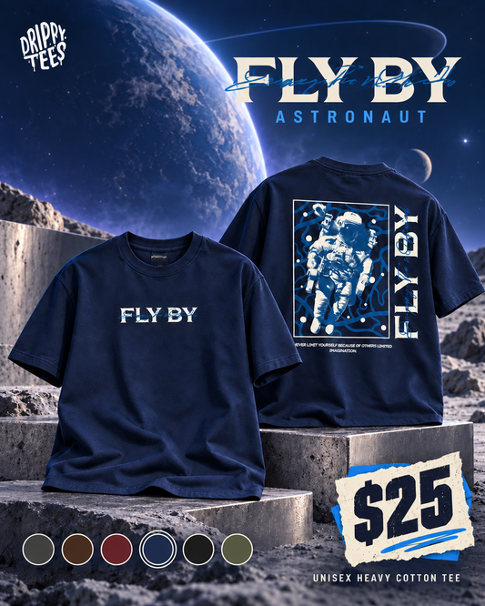 Drippy Tee's Fly By Astronaut Unisex Heavy Cotton Tee