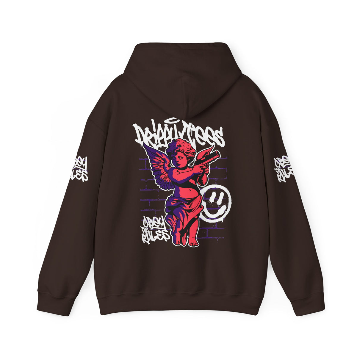 DTO Obey The Rules Trendy Unisex Heavy Blend™ Hoodie with Urban Angel Design - Perfect for Streetwear Lovers