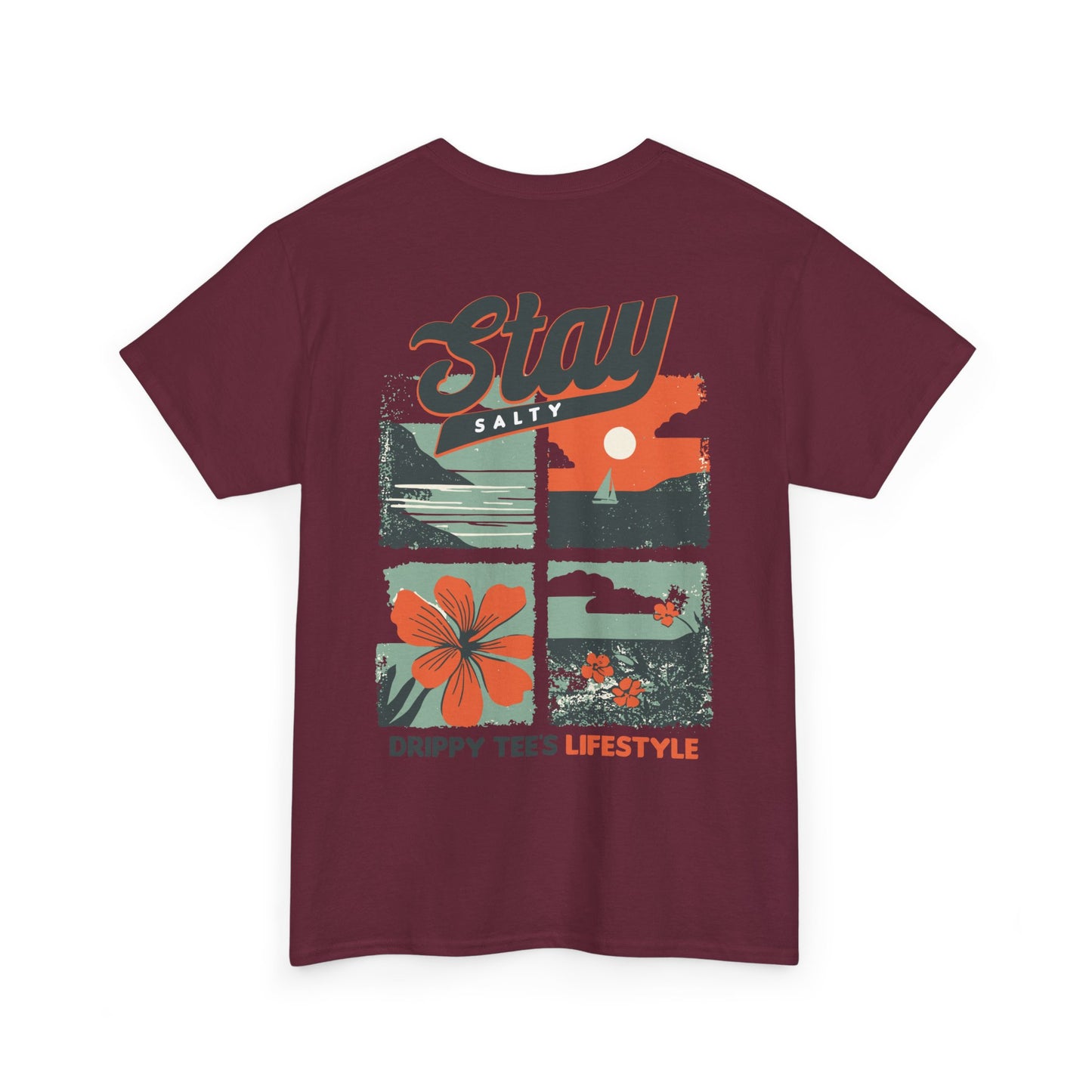 Drippy Tee's Stay Salty Unisex Heavy Cotton Tee - Casual Summer Vibes T-Shirt