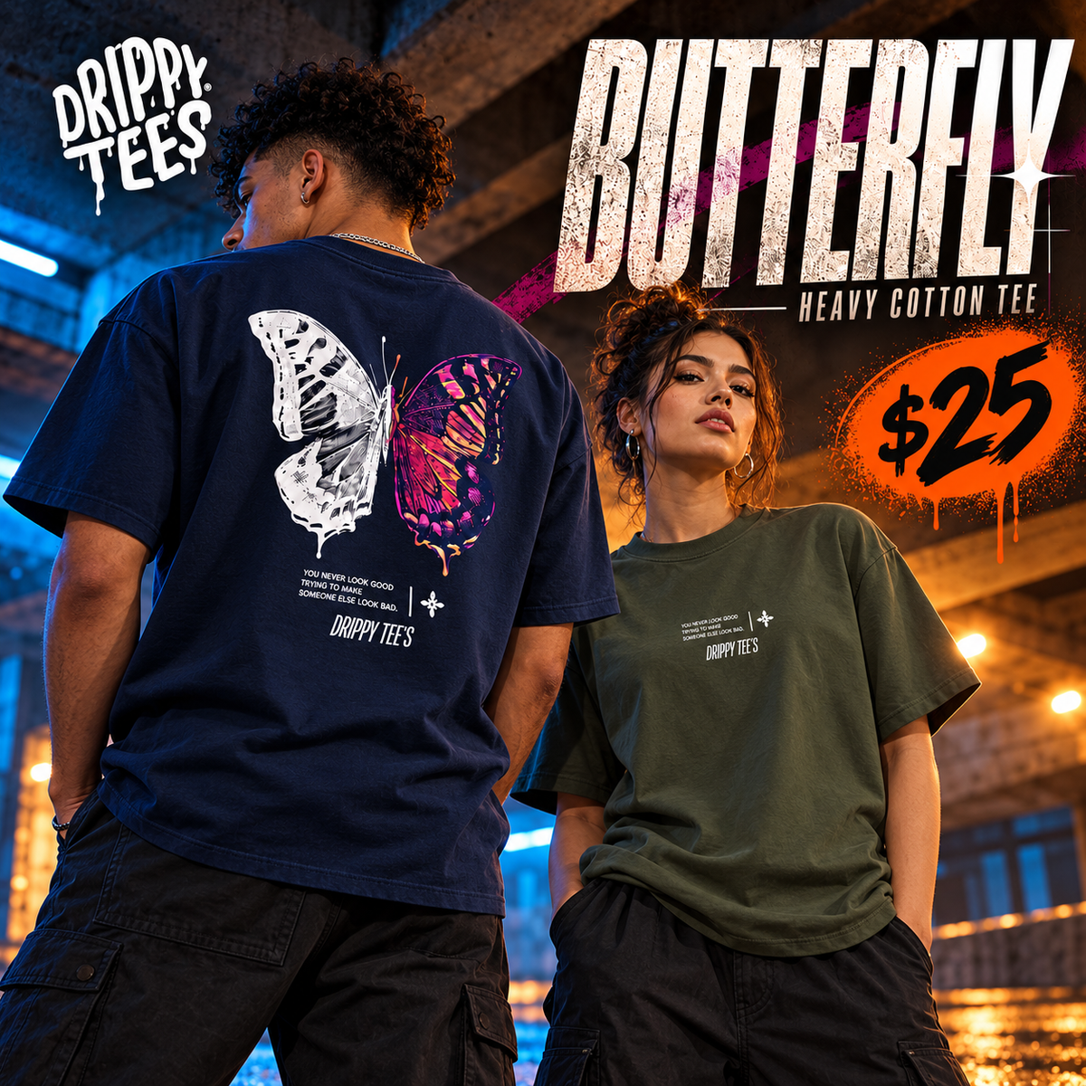 Drippy Tee's Butterfly Unisex Heavy Cotton Tee