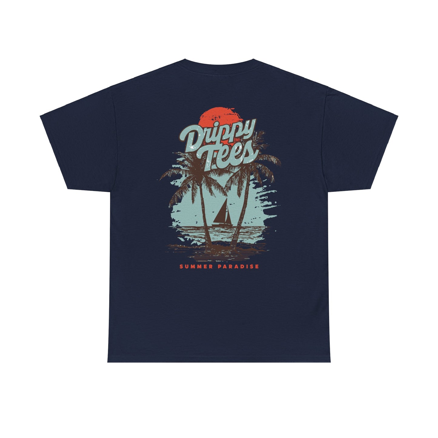 Drippy Tee's Summer Paradise Unisex Heavy Cotton Tee - Retro Beach Vibe Shirt
