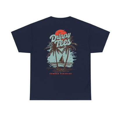 Drippy Tee's Summer Paradise Unisex Heavy Cotton Tee - Retro Beach Vibe Shirt