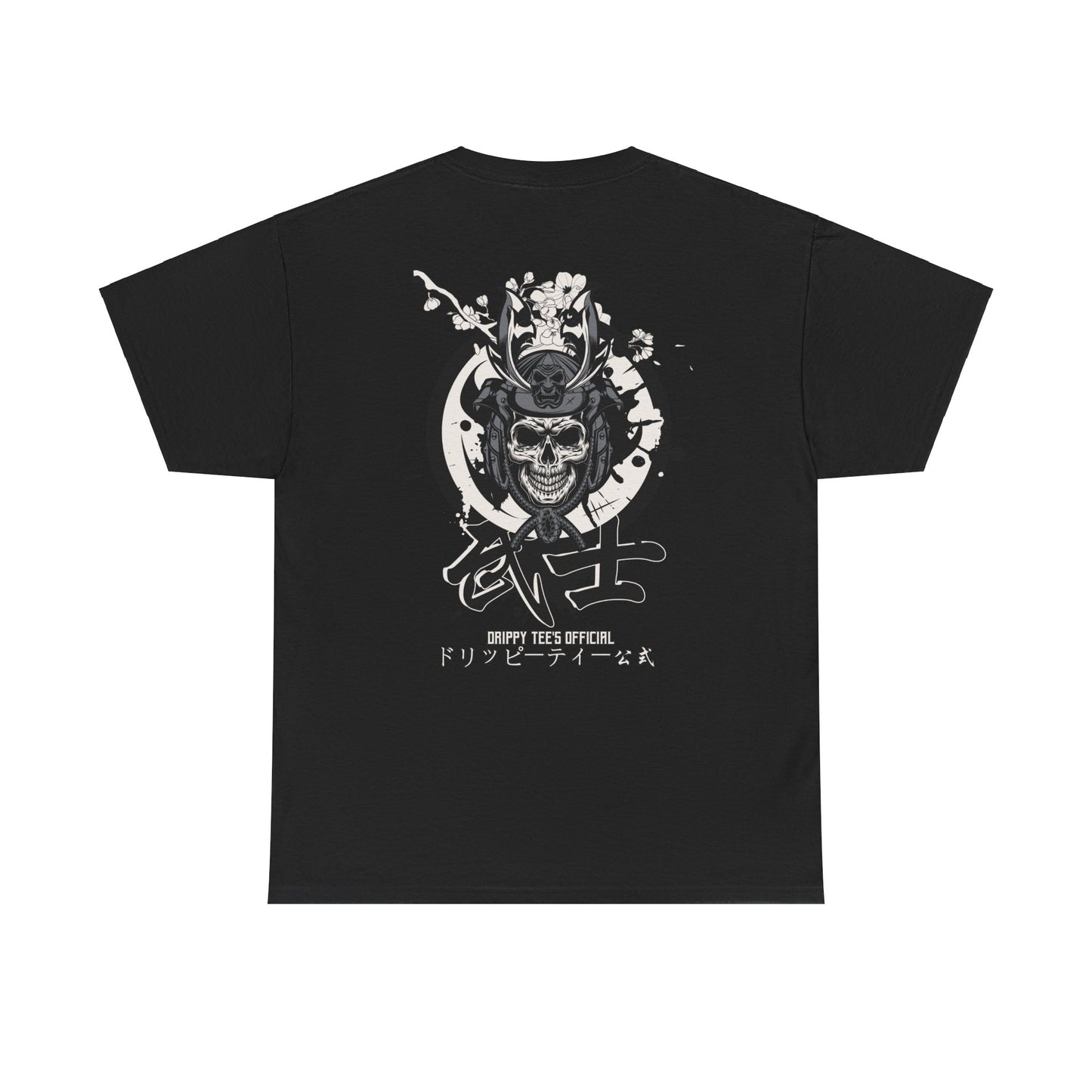 Drippy Tees Samurai Skull Shirt Double Sided Unisex Heavy Cotton Tee